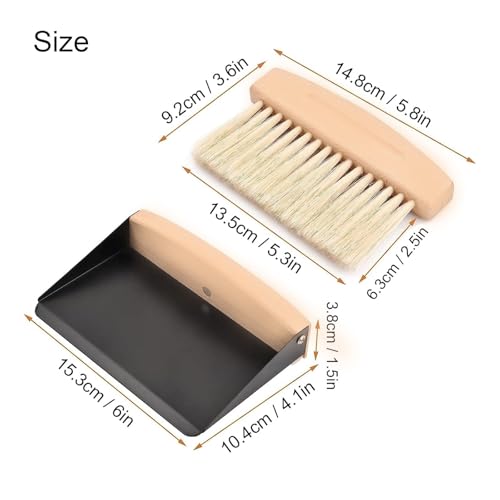 JIAAXYC Tischbesen Besen und Kehrschaufel Mini Set, Mini Besen Tischfeger, Kehrblech und Handfeger, Mini Kehrblech und Handfeger Besen für Zuhause Büro Schul, Holz und Kunststoff, Schwarz – Bild 3