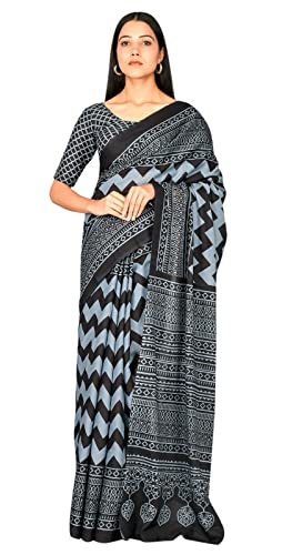 Sari 100% pur coton imprimé main Jaipuri chic