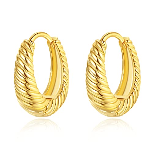 Boucles d'oreilles créoles en or 18 carats pour femme, bijoux fins cadeaux pour filles, petite amie, sœur, fille(14) Cover