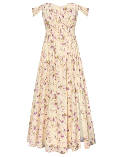 Image of GRACE KARIN 2026 Women's Summer Floral Wedding Guest Dress,Beach Flowy A Line Maxi Off Shoulder Bridesmaid Dresses
