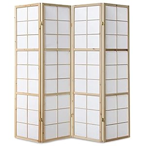 Homestyle4u 167 Holz Paravent Raumteiler Natur Weiß