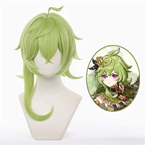 Mystylecos Peruca Cosplay de Anime de Cabelo Curto Verde Grama Collei