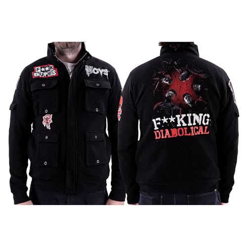 Ripple Junction The Boys Men's Military Cargo Full Zip Jacket Butcher Diabolical Supes Embroidery Patches Officially Licensed