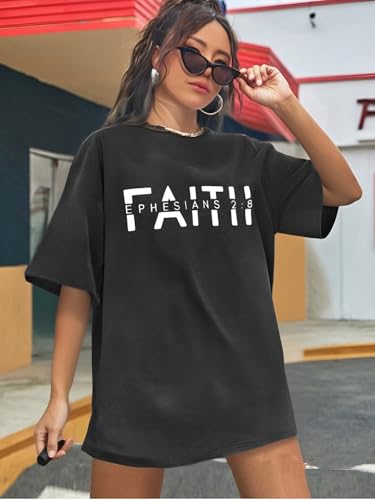 UNIQUEONE Christian Shirts for Women Faith Shirts Jesus Tshirt Oversized Christian Graphic Tees Tops4