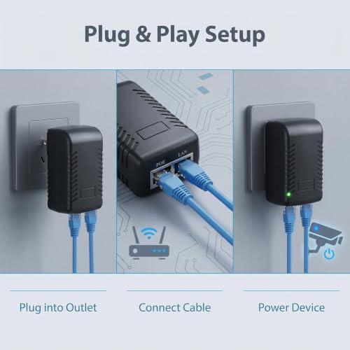 Inyector PoE de 2,5 G, salida pasiva PoE+ de 48 V/0,5 A, velocidad de 100/1000/2500 Mbps, hasta 100 m de conexión, plug and play para cámaras IP, puntos de acceso inalámbricos y videoteléfonos (NUS-2.5G) miniatura 4