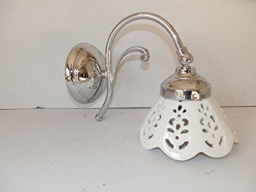 Preisvergleich Produktbild Wandleuchte in Messing verchromt Wandhalterung Badezimmer Eingang Wohnzimmer Haus mit Keramik