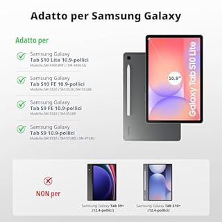 EasyAcc Cover con Tastiera per Samsung Galaxy Tab S10 Lite/S10 FE/S9 FE/S9 10.9"/11"(2025/2023) con Pellicola Protettiva, [Italiano], Custodia Protettiva per Tastiera Rimovibile con Portapenne, Nero