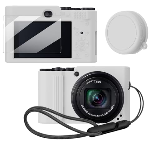 【1+1枚セット】LAZIRO ケース LUMIX DC-TX3 対応 保護ケース+保護フィルム 1枚 [LAZIRO]シリコン素材 柔らかい 頑丈 着装まま充電可能 衝撃吸収 防水 防塵 軽量 落下防止（ホワイト）（Amazon）