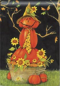 "Mr. Scarecrow" Pumpkin Man, Sunflowers 28"x40" Fall House Flag