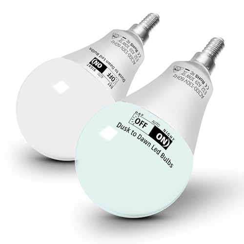 ALIDE Dusk to Dawn LED Outdoor Bulbs Automatic On/Off E12 Candelabra Base