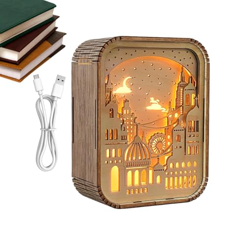 Puzzles De Madera Luz De Noche Rompecabezas De Madera Luz LED Rompecabezas | Decoración De Lámpara De Noche Tallada De Madera, Lámpara De Mesa Tallada De Madera Clara Cálida Para Espacio De Trabajo,