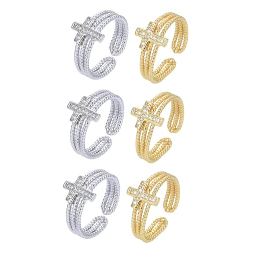 ODHLMFQ 3sets Adjustable Cross Finger Women Rhinestone Open Rings Jewelry Teen Comfortable Stylish Accessory for Various Occasio