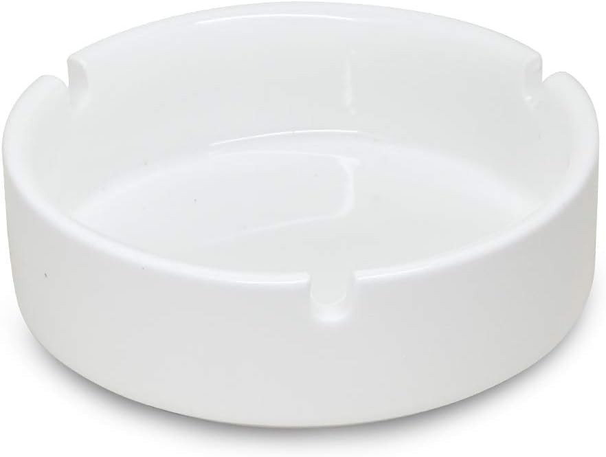 Notrefly Ashtray 4 inches White Ceramic,for Collecting Butts,Tabletop Ash Holder,Cigarette Ashtray for Smokers