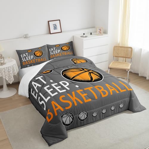 Image of Feelyou Eat Sleep Basketball Comforter Bedding Set Full Size for Kids Teens