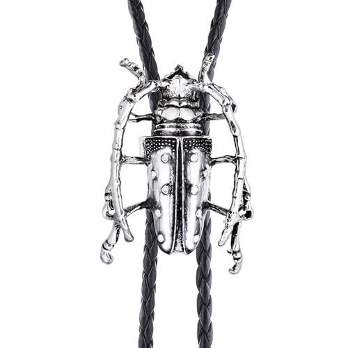 Image of GelConnie Bolo Ties for Men Women Western Cowboy Tie Mens Western Necklace Leather Necktie Gold Bolero Tie Cowboy Necklace