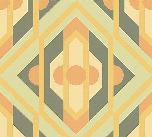 A.S. Création Retro 70's Large Diamond Wallpaper Green/Yellow/Orange Retro Chic 395312 8.50m x 0.53m Paste The Wall - Image 2