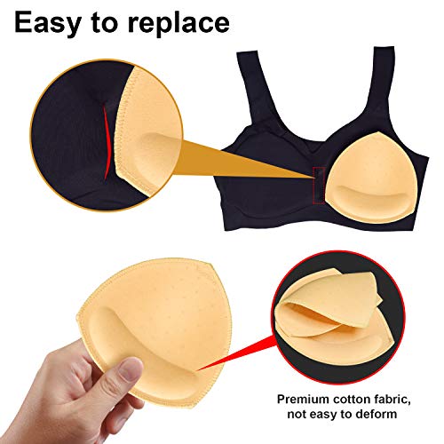 Topbine Bra Pads Inserts,Sport Bra Cups Inserts, Removable Breast Enhancers Inserts For Women's Bikini And Swimsuit (3 Color) #TOP4