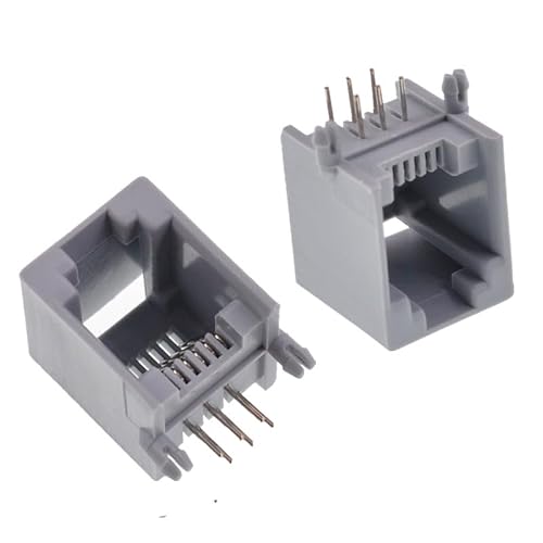 Oiyagai 20 szt. RJ11 6P6C żeńskie gniazdo modułowe, 6-pinowe złącze do montażu na płytce drukowanej do telefonu stacjonarnego, faksu, modemu, naprawy telefonu DIY