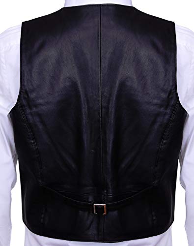 Men's Classic Smart Black Leather Waistcoat3