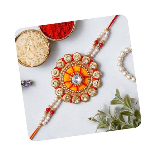 Image of eCraftIndia Unisex Adult Designer Rakhi And Roli Tikka Matki