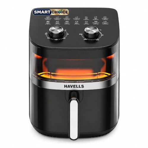 Image of Havells Prolife Stellar Chef Smartchoice Air Fryer 5.5 Ltr|1500 Watts|See Through Window|Aerocrisp Tech: Rapid air circulation in every direction|Non Stick Silicon Coated Basket|2 Year Brand Warranty