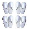 Kiuiom Pantofole Antiscivolo, Pantofole Ospiti Riutilizzabili, Ciabatte Ospiti Lavabili, 4 Paia Suola Antiscivolo Pantofole Chiuse Ciabatte Antiscivolo Pantofole Unisex (Bianco Tutto Incartato)