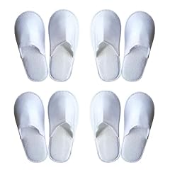 Kiuiom Pantofole Antiscivolo, Pantofole Ospiti Riutilizzabili, Ciabatte Ospiti Lavabili, 4 Paia Suola Antiscivolo Pantofole Chiuse Ciabatte Antiscivolo Pantofole Unisex (Bianco Tutto Incartato)