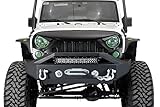 Razer Auto 07-17 Jeep Wrangler JK Black Textured Rock Crawler Stubby Front Bumper with OE Fog Light Hole, 2x D-Ring and Built-In 22