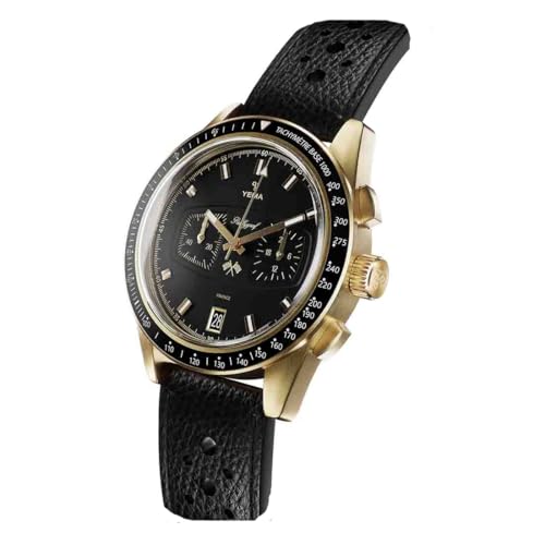 YEMA Rallygraf Herrenuhr mit Datumsanzeige, aus Edelstahl, mechanisch, Quarz, Schwarz
