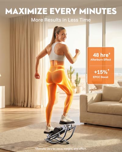 Image of Low-Impact Rocking Steppers for Exercise at Home with Digital Display & Resistance Bands and Non-Slip Mat Equipment for Seniors & Beginners,250LBS Capacity