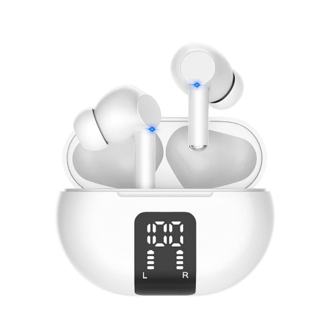 Cuffie in-Ear Wireless Bluetooth 5.3, Auricolari a Doppio Microfono con cancellazione del Rumore, Cuffie Sportive Impermeabili IPX5, Controllo Touch con Impronte digitali White