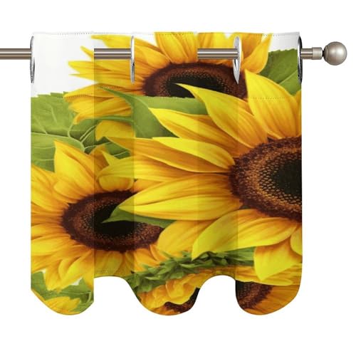 Cortinas opacas con diseño de girasoles y tejido denso de 52 x 18.1 pulgadas 6