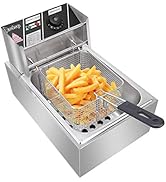11.4QT/10.8L Electric Deep Fryer with Basket and Lid, 2500W Electric Fryer, Countertop Oil Fryer ...