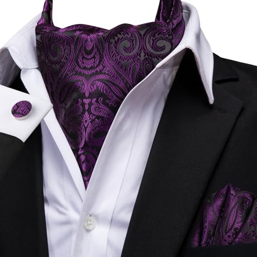 Image of Dubulle Paisley Floral Ascot for Men Self Tie Mens Cravat and Pocket Square Cufflinks Wedding