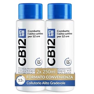 CB12 Original Collutorio per Risciacquo Orale, Protezione Alito Cattivo 16 Ore, Formula con Zinco, Clorexidina e Fluoro, Senza Alcol, 2 Confezioni da 250 ml