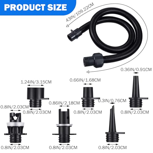Paddle Board Pump Adapter Set, Practical Paddle Board Accessories, 1 Pump Hose 6 Air Nozzles, for Inflatable Boats, Rafts, Kayak, Floats2
