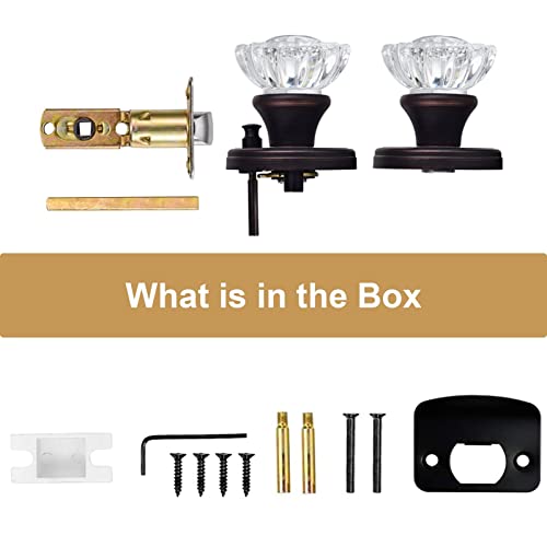 Shiny Handles Glass Door Knobs Interior With Lock, Privacy Crystal Door Knob For Bedroom And Bathroom (Venetian Bronze,1Pack) #TOP6