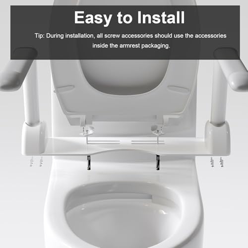 Inodoro de una pieza con asideros plegables integrados, altura ADA de 17 pulgadas para adultos mayores y personas con discapacidad, capacidad de 480 lb, asideros de acero al carbono, sistema de doble descarga Tornado de 1,1/1,6 GPF, sifón de 12 pulgadas miniatura 3