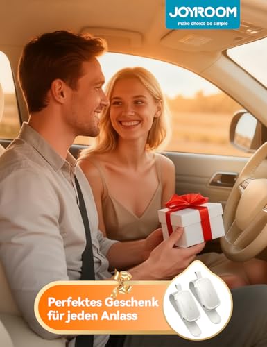JOYROOM 2 Stück Brillenhalter für Auto Sonnenblende - Weihnachts Geschenke für Männer Frauen, Magnetischer Leder Sonnenbrillenhalter Auto, Universal Auto Visier Zubehör Kompatibel mit Allen (Weiß)