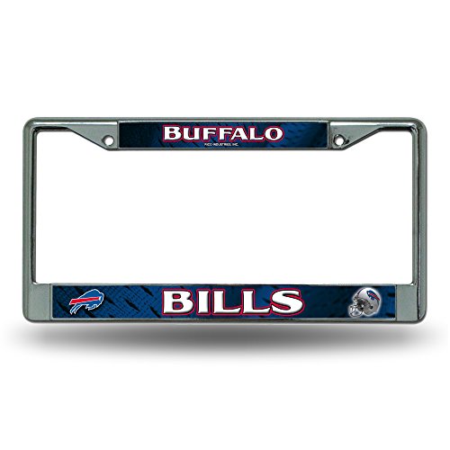Rico Industries NFL Buffalo Bills 12 x 6 Silver Chrome Frame W Decal Insert Car/Truck/SUV Auto Accessory