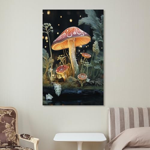 Toile murale papillon champignon 60x90cm avec impression haute definition - 7