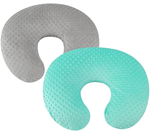 Image of Dot Nursing Pillow Cover Set 2 Pack Nursing Pillow Slipcovers, Ultra Soft Compatible with Boppy Pillow,Standard Pillow for Baby Boy Girl Grey and Green