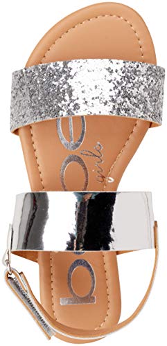 Bebe Girls? Sandal ? Two Strapped Patent Leatherette Glitter Sandals (Toddler/Little Kid), Size 1 Little Kid, Silver #TOP5