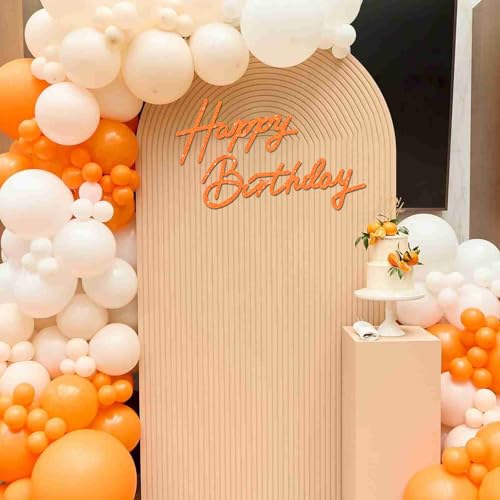 Image of TONIFUL Happy Birthday Sign for Backdrop - Glitter Orange Felt Banner - Includes Dot Glue - Perfect for Birthday Party Backdrop,Wall Decr,Balloon Arch,Photo Background