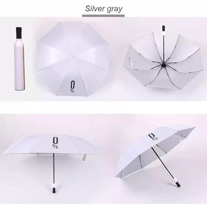 Image of Bottle Umbrella Double Layer Folding Automatic Open for Girls, Multiuse Windproof Protect- Sunlight Cold Wave Heat Wave, Dust & UV Rain Size 21 Inch with Bottle Cover for Men & Women