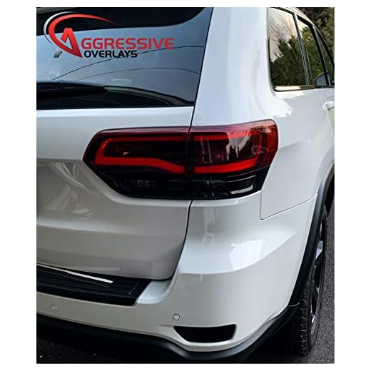 Aggressive Overlays Compatible with 2014-2021 Jeep Grand Cherokee Tinted Taillight Film Third Brake Tail Light Overlay Covers (Dark Smoked)