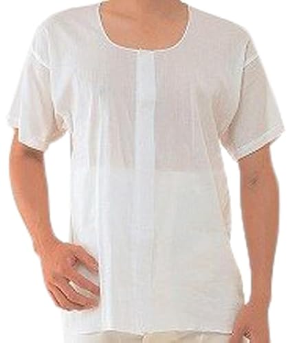 ワンタッチ肌着 前開き半袖 紳士用 CH-1 L ホワイト (神戸生絲)