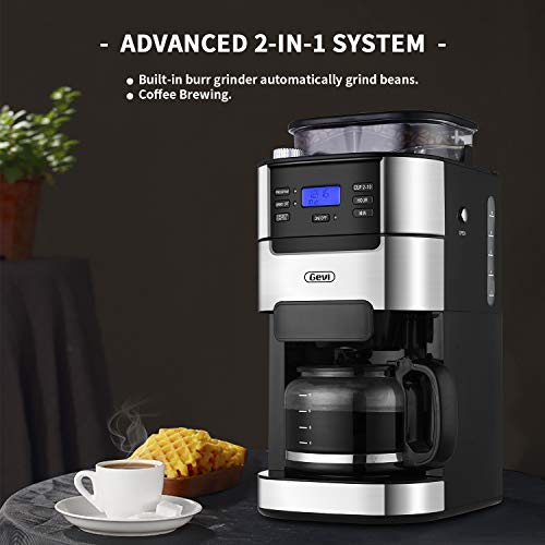 Gevi Grind and Brew 10 Cups Drip Coffee Maker Builtin Burr Coffee