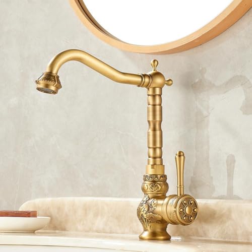 Mitigeur lavabo pivotant 360 résistant calcaire robinet laiton rétro eau - 3