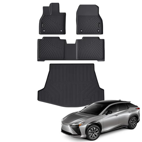 AUXKO- All Weather Floor Mat & Cargo Mat Fit for 2026-2023 Lexus RZ (Include 300e|450e|350e|450e|550e) 2023 2024 2025 TPE Rubber Liners RZ Accessories All Season Guard Odorless Anti-Slip Liner Black